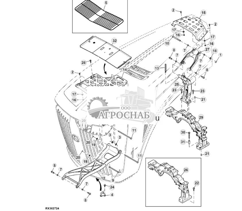 Опора капота, двигатель объемом 15,0 L ( - 800140) - ST945814 835.jpg